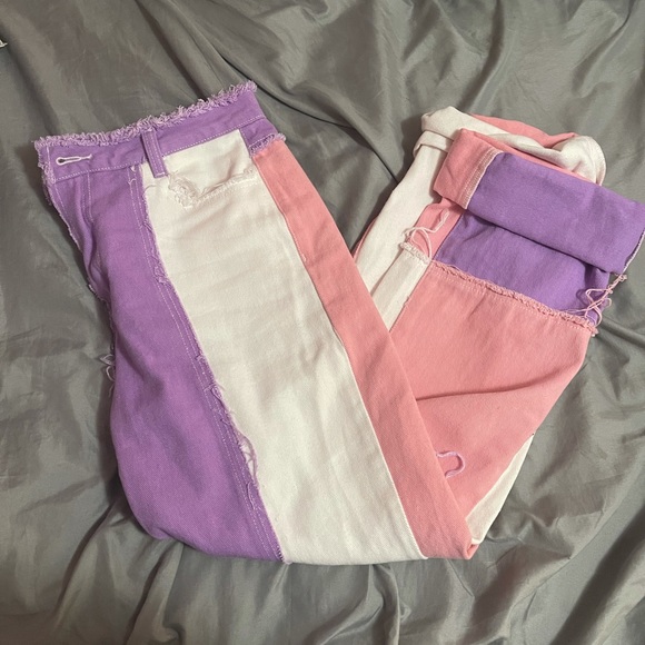 SHEIN Denim - pink/purple patchwork pants 👖